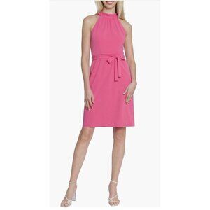 Maggy London Womens Light Pink Sleeveless Belted Pockets Sheath Dress Sz 12 New